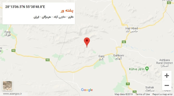 روستای پشته ور بر روی نقشه