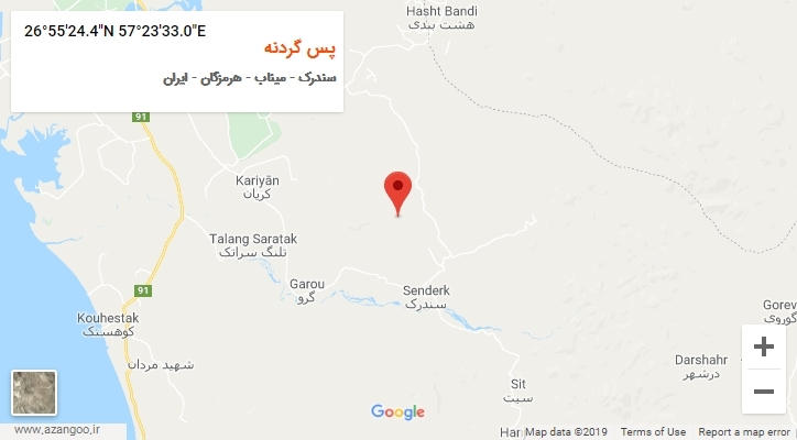 روستای پس گردنه بر روی نقشه
