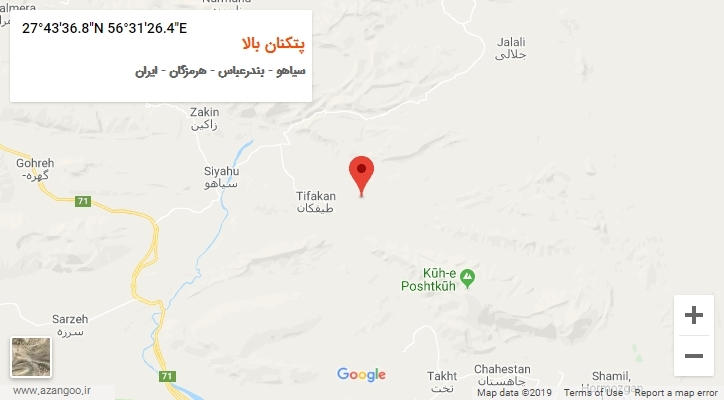 روستای پتکنان بالا بر روی نقشه