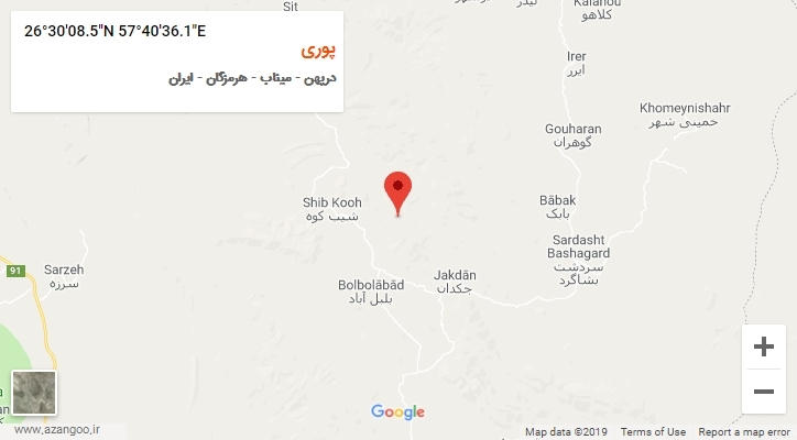 روستای پوری بر روی نقشه