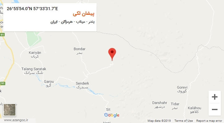 روستای پیشان لکی بر روی نقشه