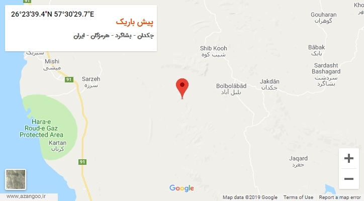 روستای پیش باریک بر روی نقشه