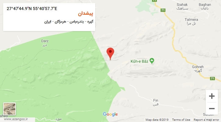 روستای پیشدان بر روی نقشه