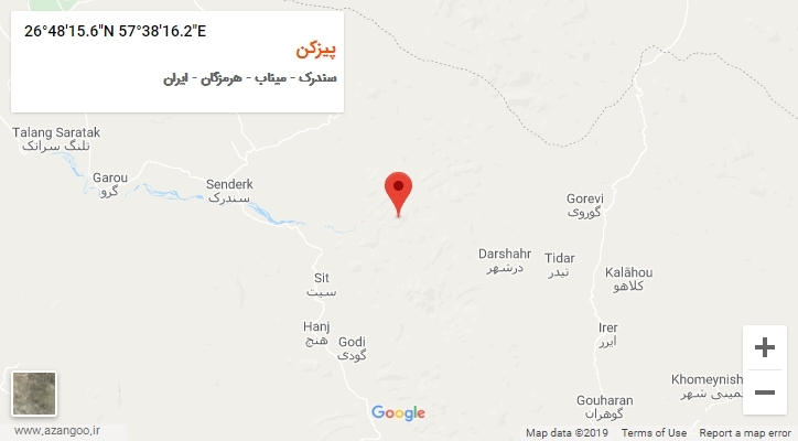روستای پیزکن بر روی نقشه