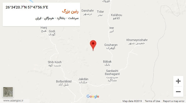 روستای رنین بزرگ بر روی نقشه