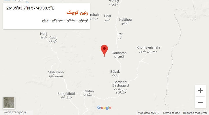 روستای رنین کوچک بر روی نقشه