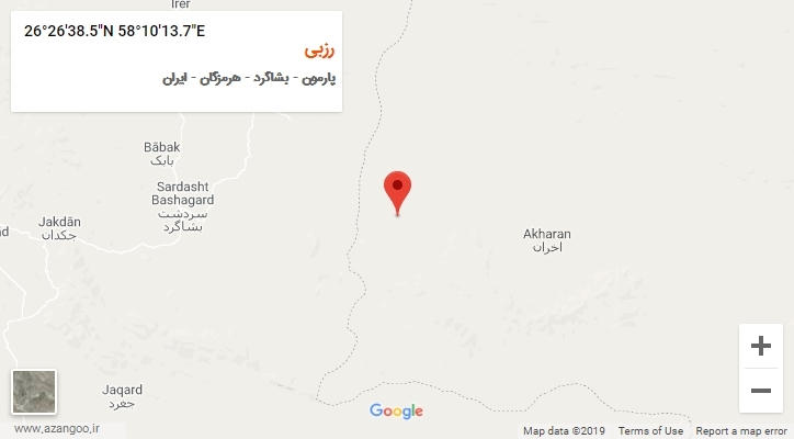 روستای رزبی بر روی نقشه