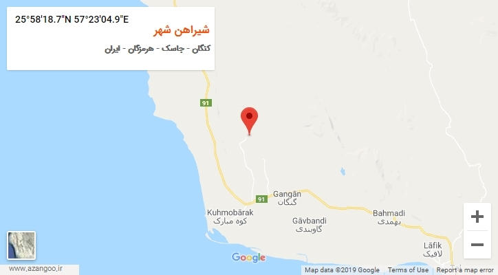روستای شیراهن شهر بر روی نقشه