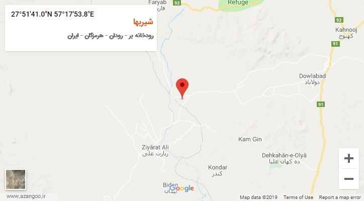 روستای شیربها بر روی نقشه