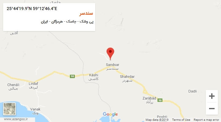 روستای سندسر بر روی نقشه