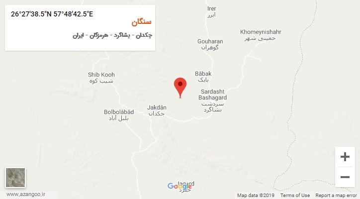 روستای سنگان بر روی نقشه