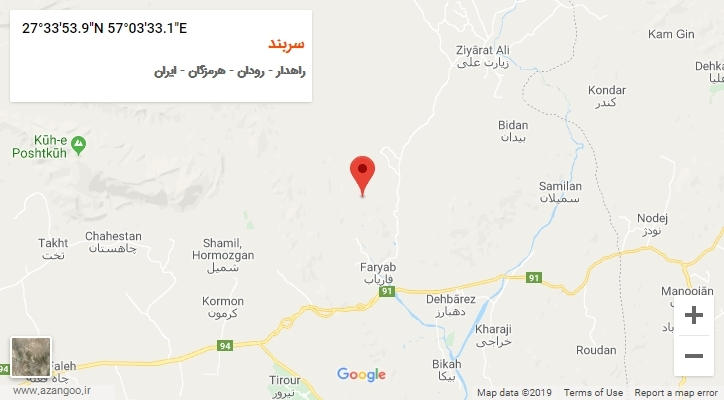 روستای سربند بر روی نقشه
