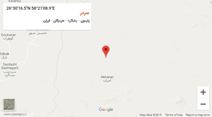 روستای سردر بر روی نقشه