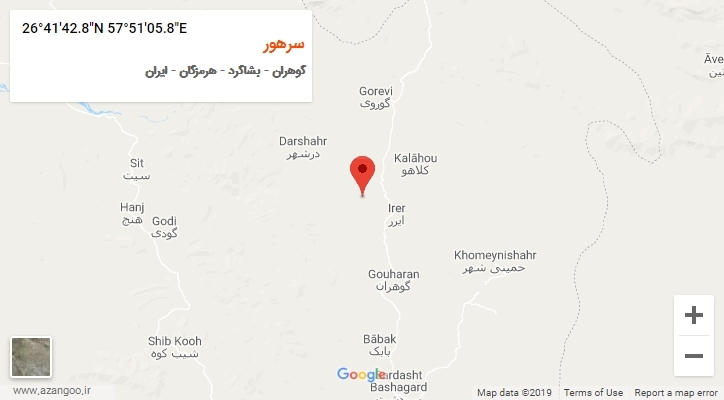 روستای سرهور بر روی نقشه