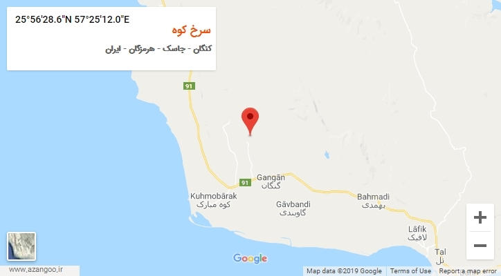 روستای سرخ کوه بر روی نقشه