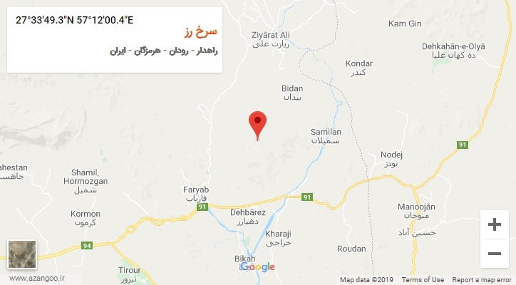 روستای سرخ رز بر روی نقشه