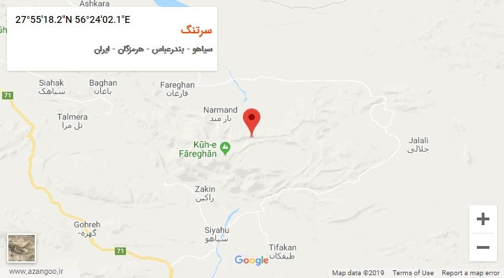 روستای سرتنگ بر روی نقشه