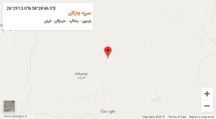 روستای سرزه چارکان بر روی نقشه