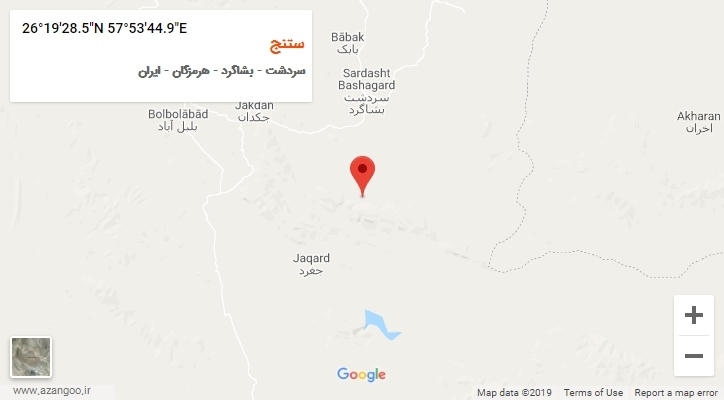 روستای ستنج بر روی نقشه