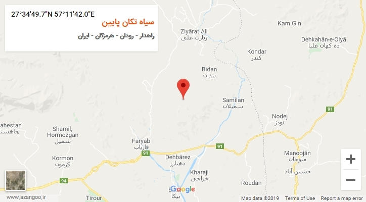 روستای سیاه تکان پایین بر روی نقشه