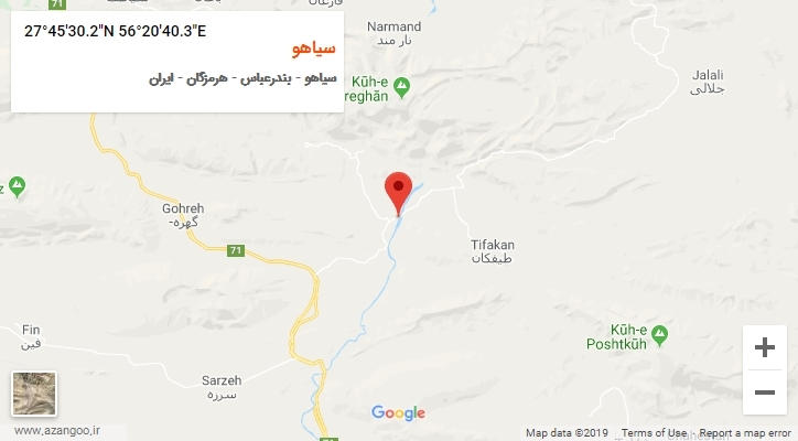 روستای سیاهو بر روی نقشه