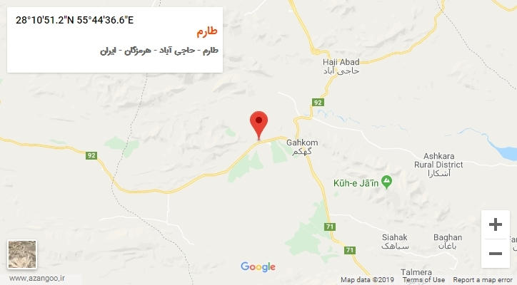 روستای طارم بر روی نقشه