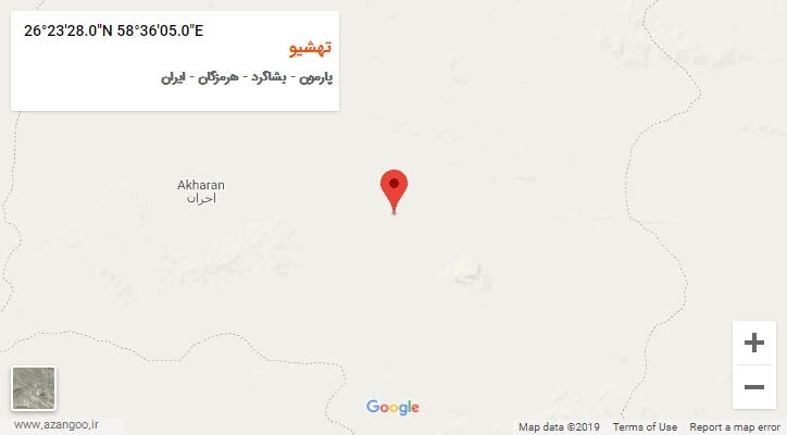 روستای تهشیو بر روی نقشه