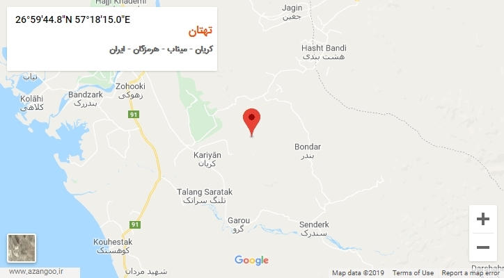 روستای تهتان بر روی نقشه