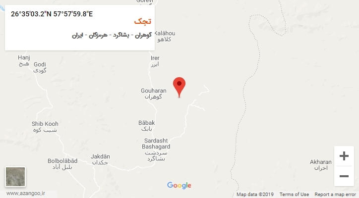 روستای تچک بر روی نقشه