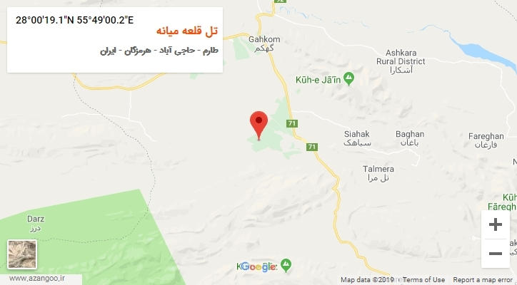 روستای تل قلعه میانه بر روی نقشه