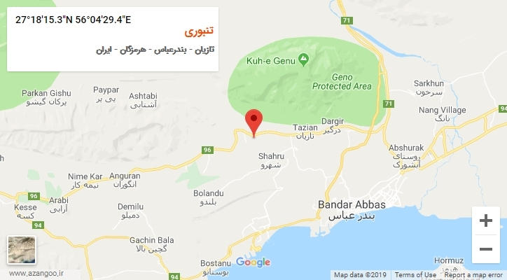 روستای تنبوری بر روی نقشه