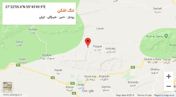 روستای تنگ اشکن بر روی نقشه