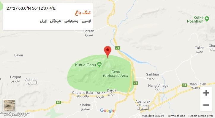 روستای تنگ باغ بر روی نقشه