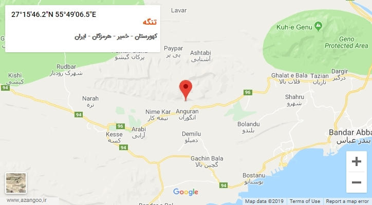 روستای تنگه بر روی نقشه