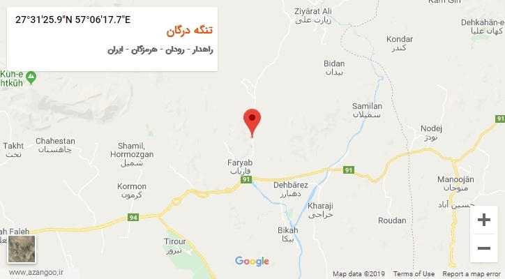 روستای تنگه درگان بر روی نقشه