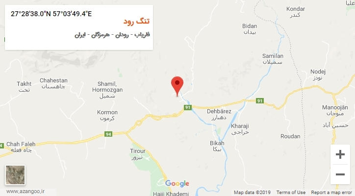 روستای تنگ رود بر روی نقشه