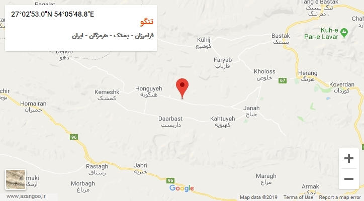 روستای تنگو بر روی نقشه