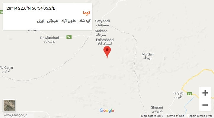 روستای توما بر روی نقشه