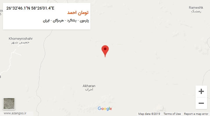روستای تومان احمد بر روی نقشه