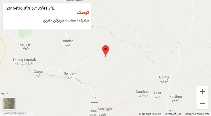 روستای توسک بر روی نقشه