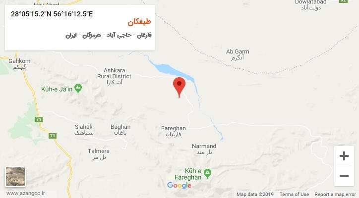 روستای طیفکان بر روی نقشه