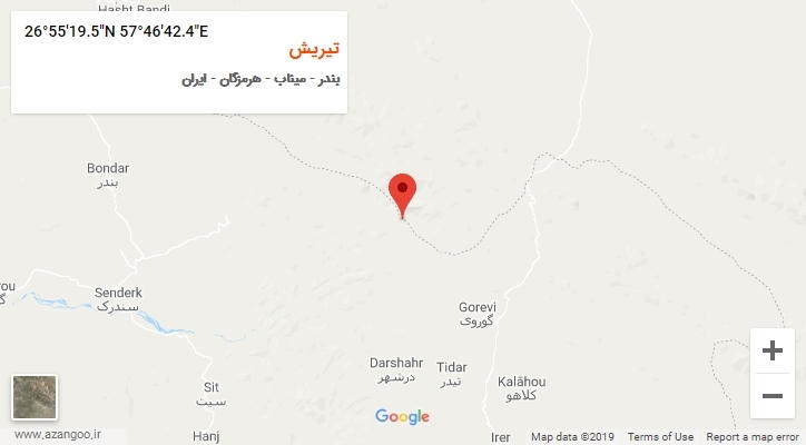 روستای تیریش بر روی نقشه