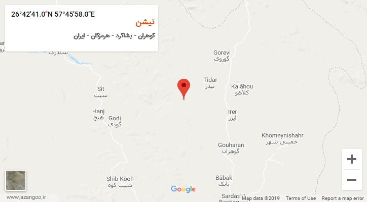 روستای تیشن بر روی نقشه