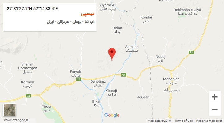 روستای تیسپی بر روی نقشه