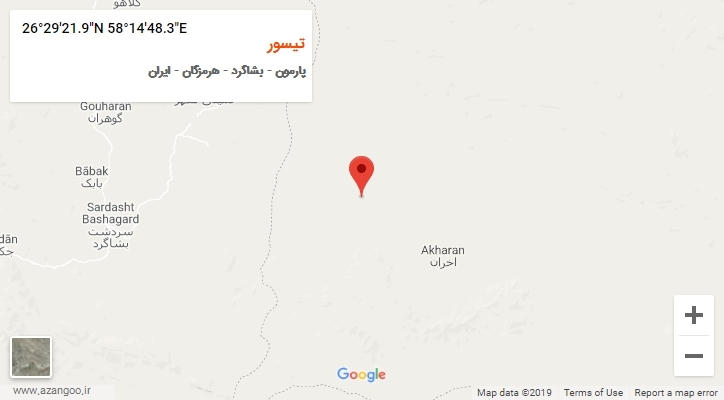 روستای تیسور بر روی نقشه