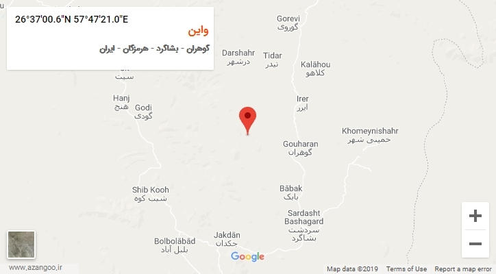 روستای واین بر روی نقشه