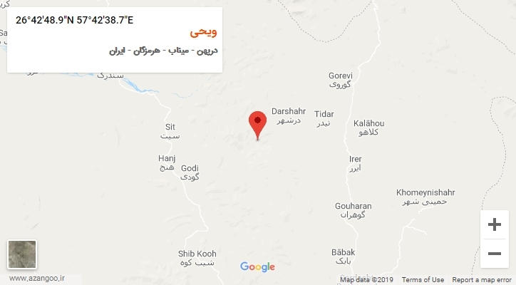 روستای ویحی بر روی نقشه