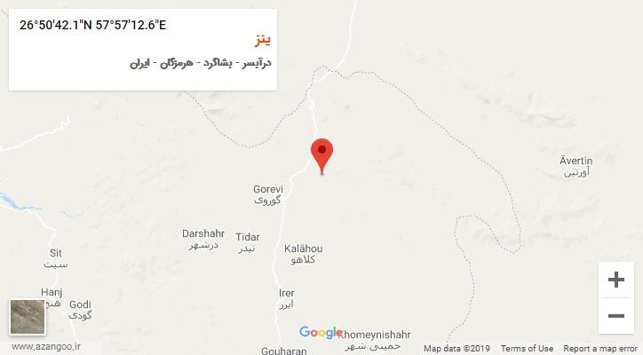 روستای ینز بر روی نقشه