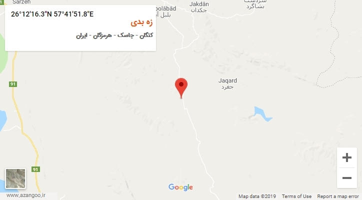 روستای زه بدی بر روی نقشه