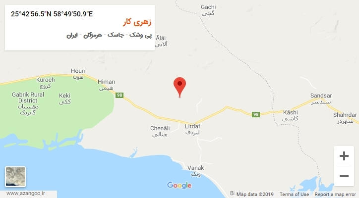 روستای زهری کار بر روی نقشه